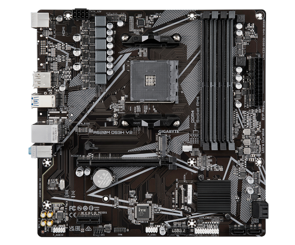 לוח למעבדי Gigabyte A520M DS3H V2 1.1 AM4 AMD Micro-Atx – תמונה 2